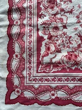 Vintage Pink and White Floral Hair Scarf Bandana Handkerchief